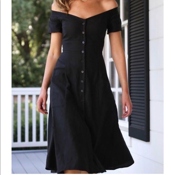Reformation Black Mariposa Dress - Picture 1 of 5